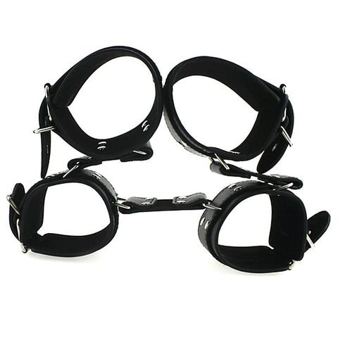 Adjustable Leather Cuffs Spreader Bar by BDStyle