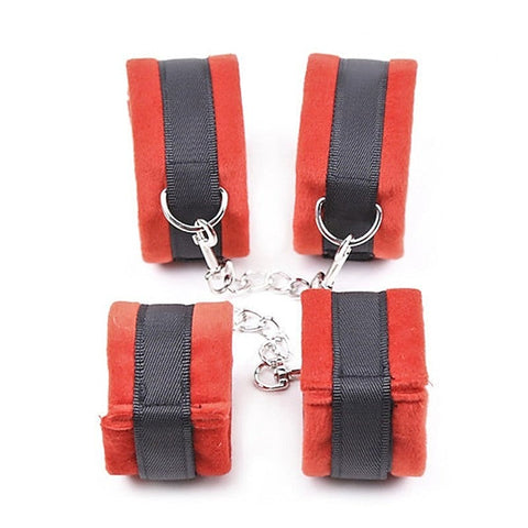 Black and Red Plushy 6 Piece Bondage Kit by BDStyle