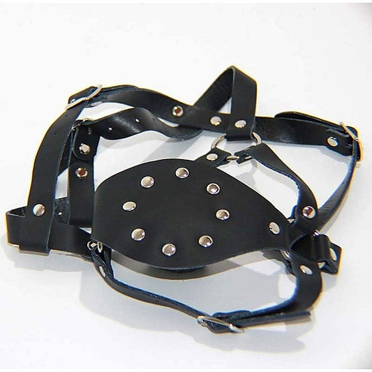 Leather Face Harness with Stuffer Gag by BDStyle