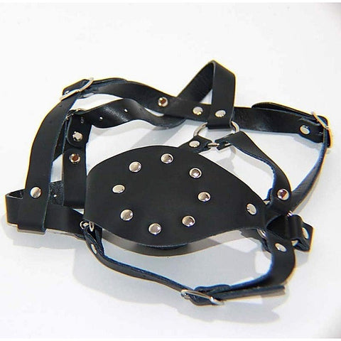 Leather Face Harness with Stuffer Gag by BDStyle
