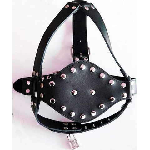 Leather Face Harness with Stuffer Gag by BDStyle