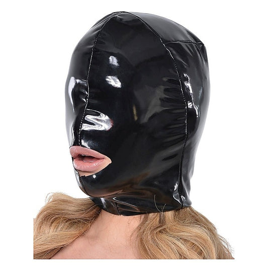 Fetish Fantasy Wet Look Open-Mouth Bondage Hood