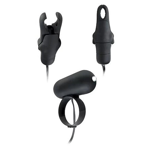 Fetish Fantasy Vibrating Cock Ring & Nipple Clamps