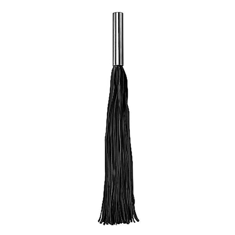 Leather Whip Metal Long Black by Shots Toys