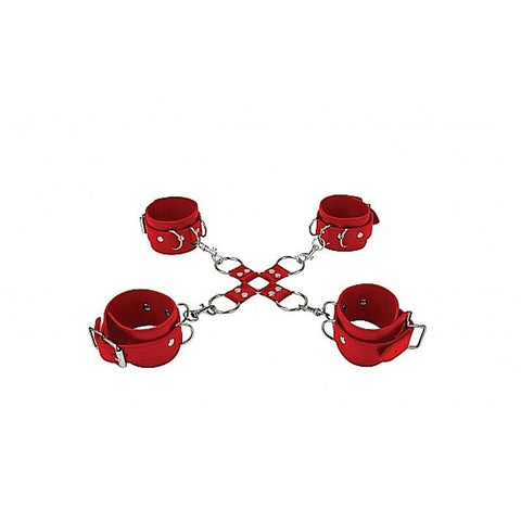 Ouch! Leather Hand and Leg Cuffs by Shots Toys