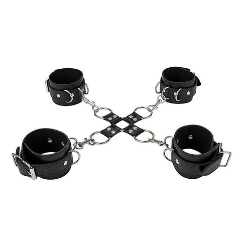 Ouch! Leather Hand and Leg Cuffs by Shots Toys