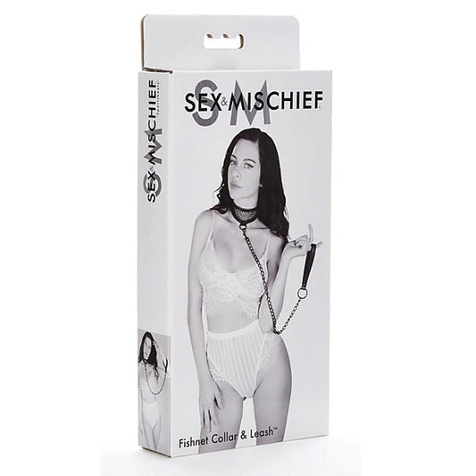 Fetish-Inspired Fishnet Collar and Leash Set by Sportsheets