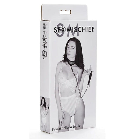 Fetish-Inspired Fishnet Collar and Leash Set by Sportsheets