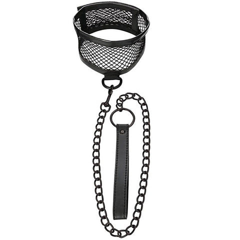 Fetish-Inspired Fishnet Collar and Leash Set by Sportsheets