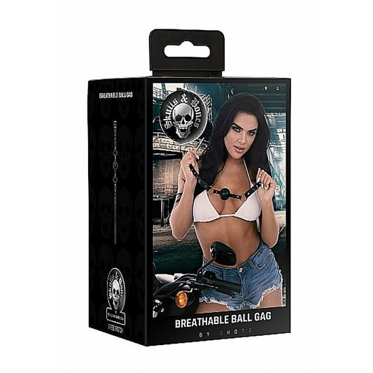 Skull and Bones Breathable Ball Gag by Shots Toys