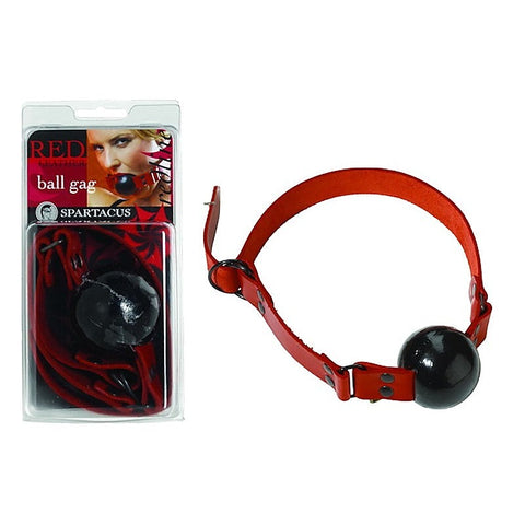Red Rubber Ball Gag with D Ring Closure by Spartacus