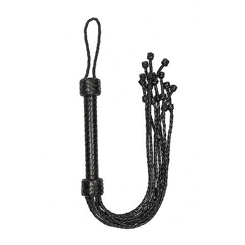Pain Short Leather Braided Flogger by Shots Toys