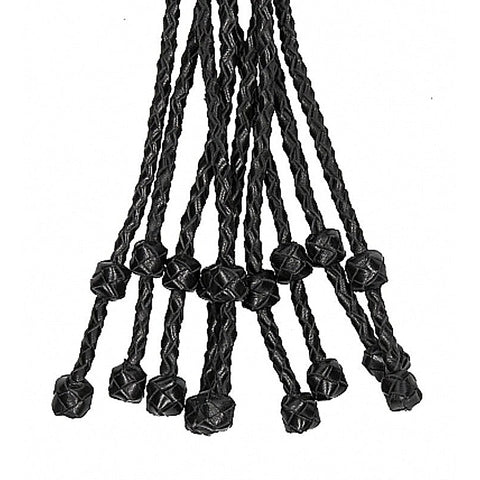 Pain Short Leather Braided Flogger by Shots Toys
