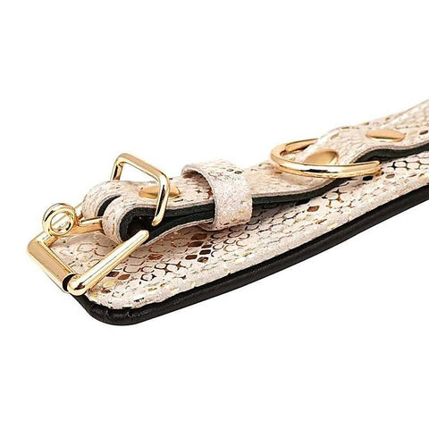 White Snake Print Microfiber Wrist Restraints by Spartacus