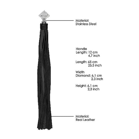 Pain Sparkling Pointed Handle Leather Flogger by Shots Toys