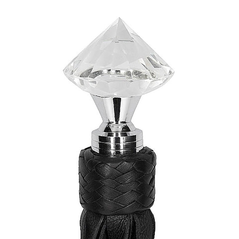 Pain Sparkling Pointed Handle Leather Flogger by Shots Toys