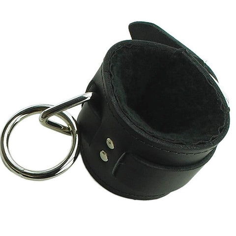 Leather Wrist Restraint with Black Faux Fur by Spartacus