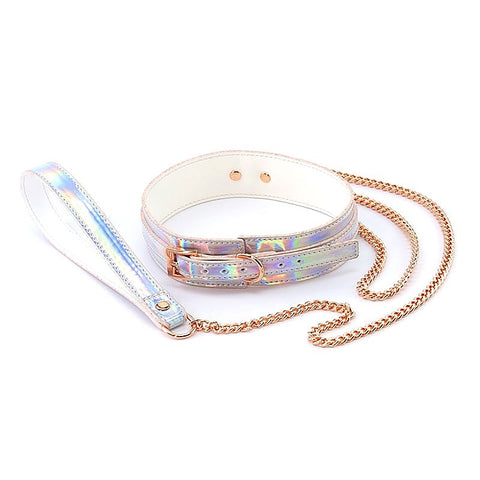 Cosmo's Vibrant Bondage Bliss Rainbow Collar & Leash Set