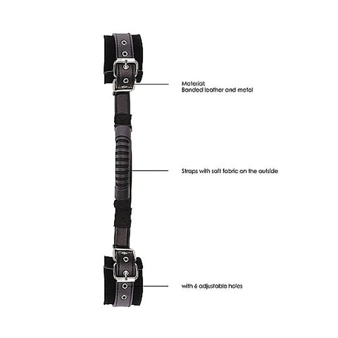 Ouch Black and White Bonded Leather Wrist Cuffs with Handle