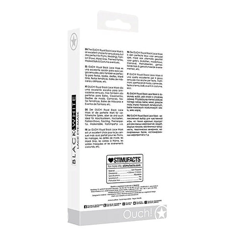 Black and White Lace Eye Mask Royal by Shots Toys