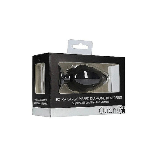 OUCH! XL Ribbed Diamond Heart Plug by Shots Toys
