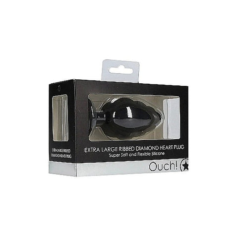 OUCH! XL Ribbed Diamond Heart Plug by Shots Toys