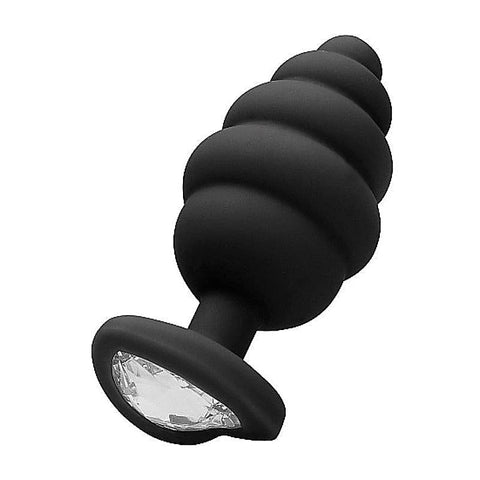 OUCH! XL Ribbed Diamond Heart Plug by Shots Toys