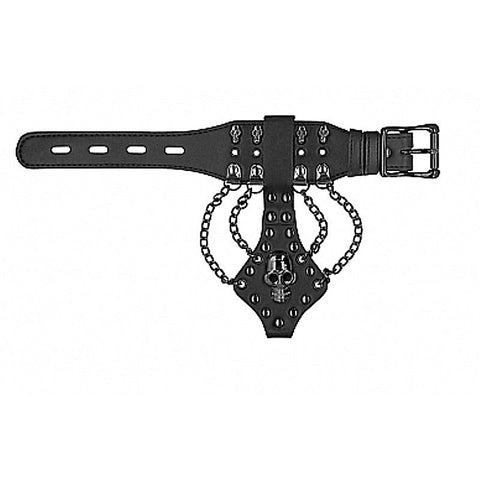Skulls and Bones Bracelet with Skulls and Chains Black