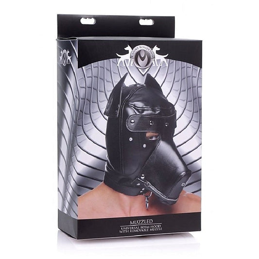 Muzzled BDSM Play Hood with Removable Muzzle by XR Brands