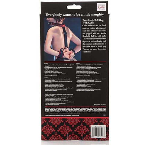 Scandal Breathable Ball Gag With Cuffs by California Exotics
