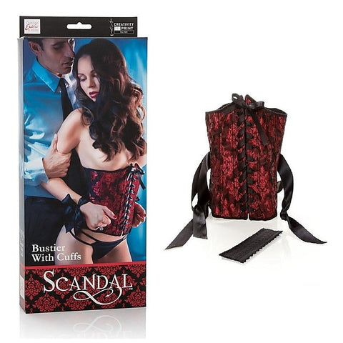 Scandal Bustier with Fetish Play Cuffs by California Exotics