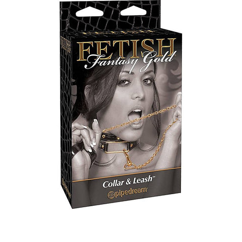 Fetish Fantasy Gold Bondage Collar and Leash Set