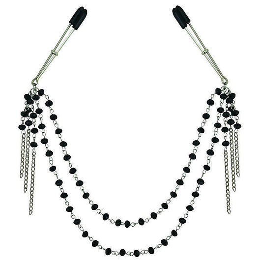 Midnight Black Jeweled Nipple Clips by Sportsheets
