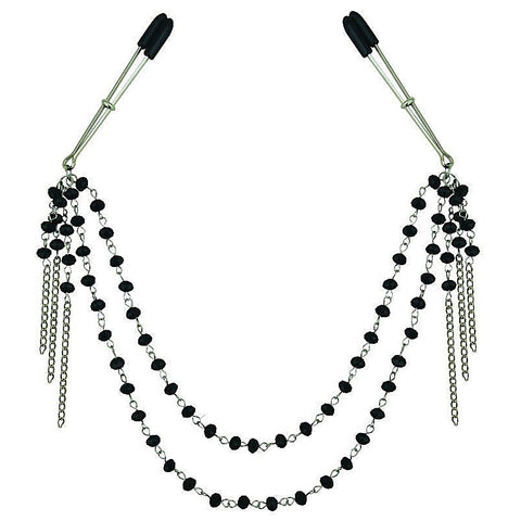 Midnight Black Jeweled Nipple Clips by Sportsheets