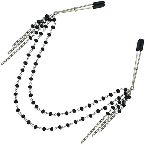 Midnight Black Jeweled Nipple Clips by Sportsheets