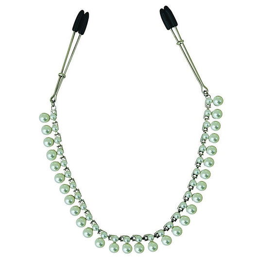 Midnight Pearl Chain Nipple Clips by Sportsheets