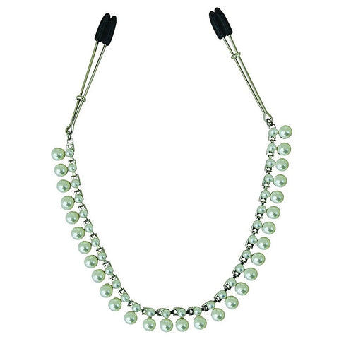 Midnight Pearl Chain Nipple Clips by Sportsheets