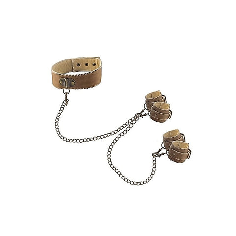 Ouch! Collar With Hand And Leg Cuffs by Shots Toys