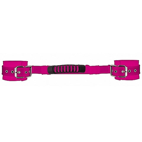 Adjustable Leather BDSM Play Handcuffs Pink by Shots Toys