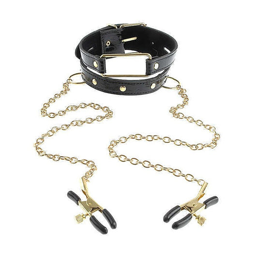 Fetish Fantasy Gold Collar and Nipple Clamps