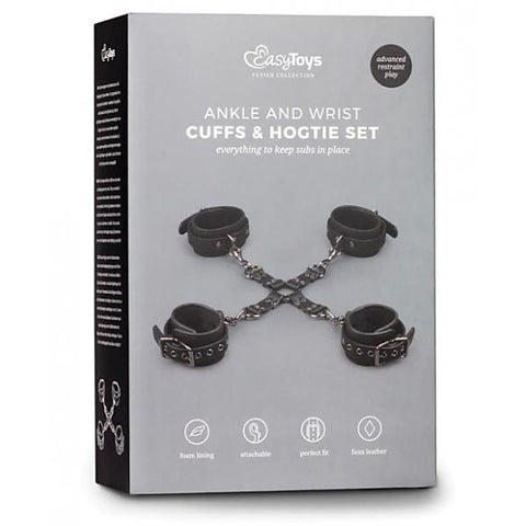 Fetish Ankle and Wrist Cuffs and Hogtie Set by Easytoys