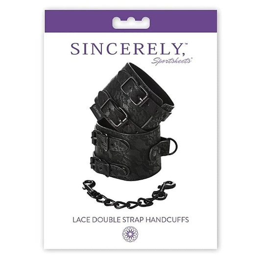 Sincerely Lace Double Strap Handcuffs by Sportsheets