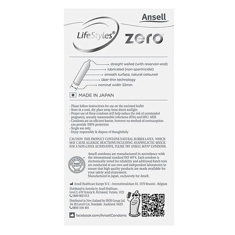 Zero Uber Thin Condoms 8 Pack by Ansell