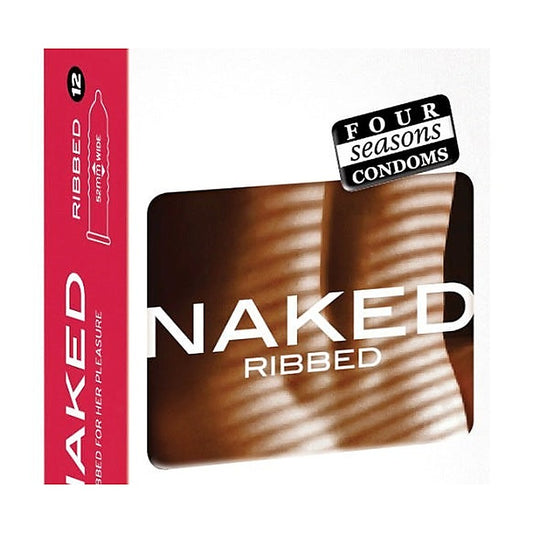 Naked Ribbed Condoms 12 Pack by Four Seasons