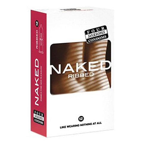 Naked Ribbed Condoms 12 Pack by Four Seasons