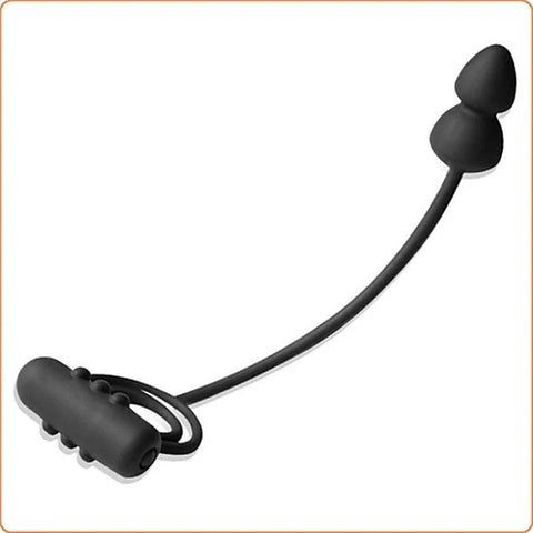 Dual Delight Vibrating Cock Ring and Anal Beads by BDStyle