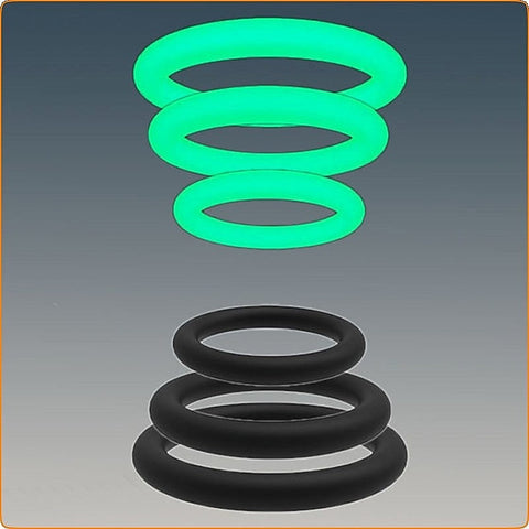 Glow-in-the-Dark Pleasure Enhancing Cock Ring Set by BDStyle
