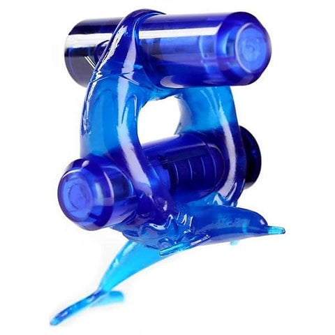 Crossbones Diving Dolphin Double Bullet Cock Ring by Evolved