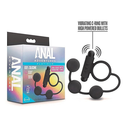 Platinum Anal Beads & Vibrating C-Ring by Blush Novelties