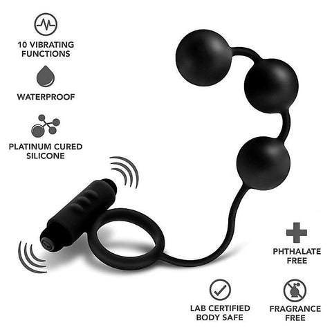 Platinum Anal Beads & Vibrating C-Ring by Blush Novelties